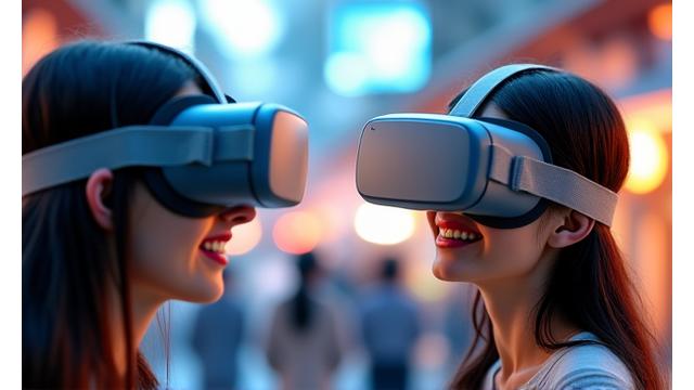 VRで異文化間の会話シミュレーションに参加する日本の学生