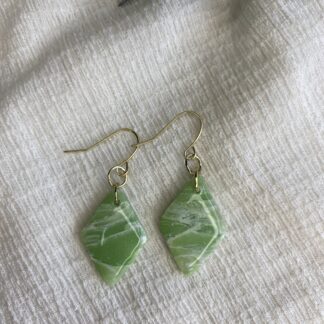 Small Triangle Drop Earrings in Jade Green, 1 inch